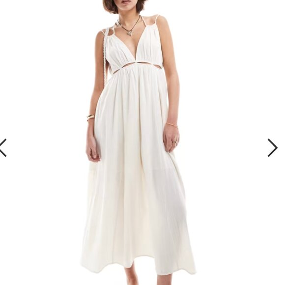 ASOS DESIGN double cloth maxi dress with twisted strap and cut out detail - US 8 - Picture 8 of 8